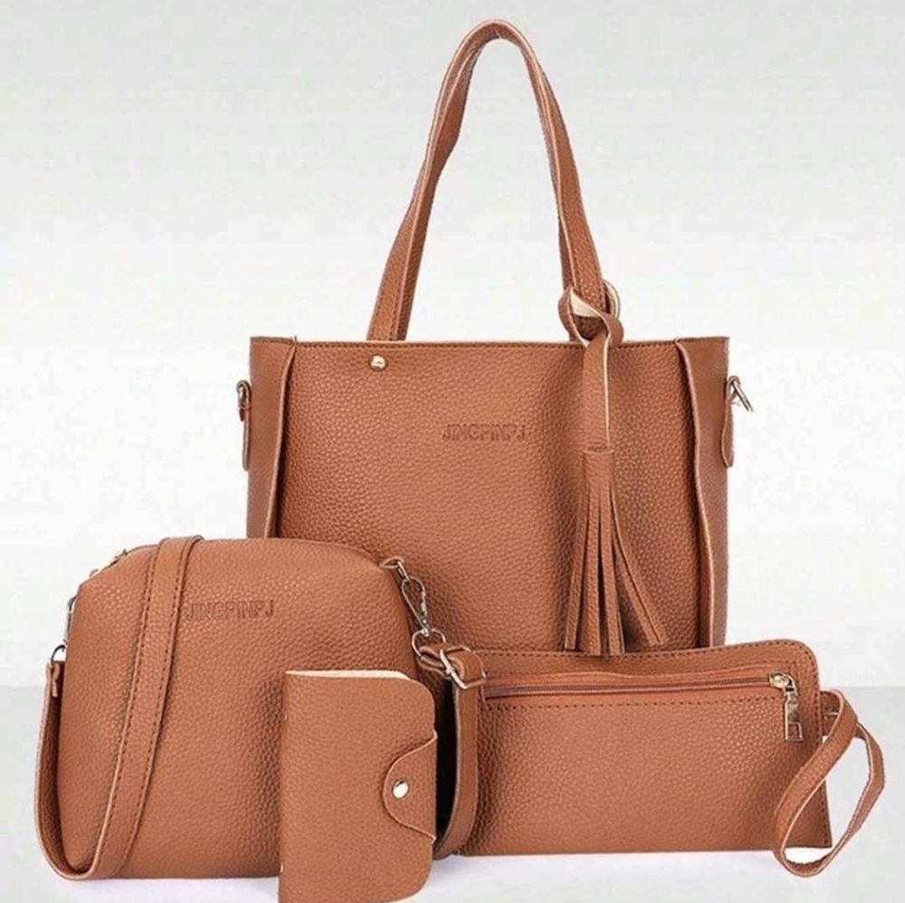 NEW Tan 4 Piece Purse Set